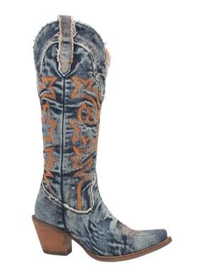 DINGO TEXAS TORNADO
WESTERN BOOTS - ROUND TOE Women’s Blue Denim Embroidered NWT